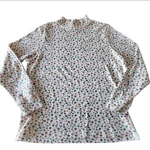 Vintage Hasting & Smith Autumn Leaves Mock Neck Fall Pullover Turtleneck Size L